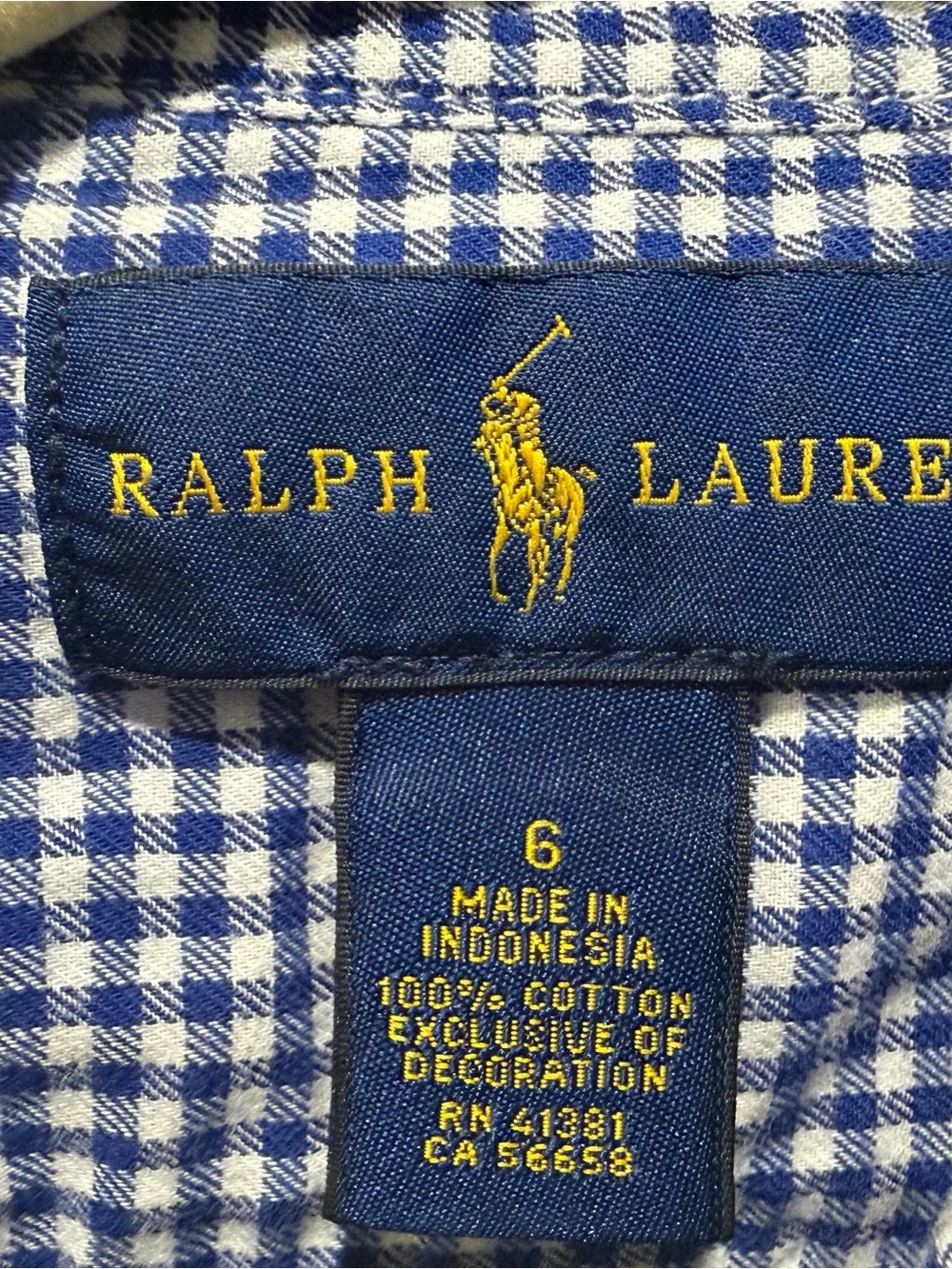 RL Blue & White Gingham Shirt
